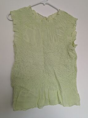 Light Green Ruffled Smocked Anthropologie Top